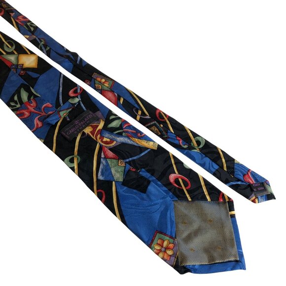 Carlo Palazzi Studio Silk Tie Black Colorful Mens Necktie Office Artistic Fun - Picture 2 of 8